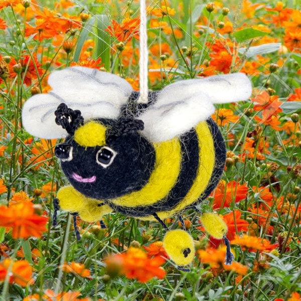 Bee ornmaent/ honey Bee / bumble bee / save the bees /holiday ornament / felt bee / fair trade ornament / waldorf bee