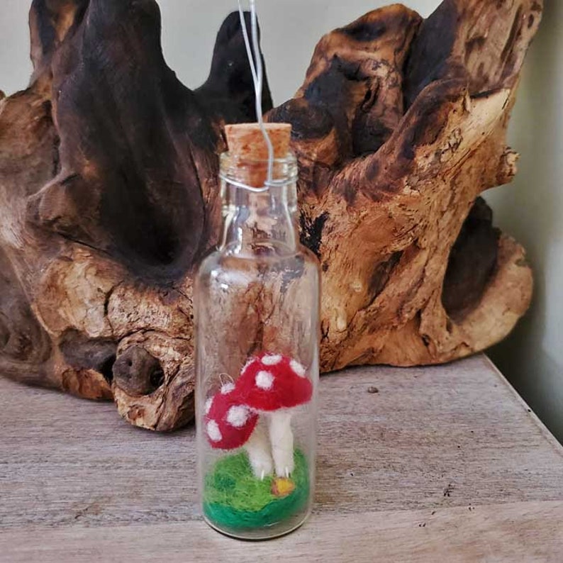 Mushroom in glass jar Mushroom Decor Fairy garden mini mushroom tiny glass jar story jars and ornaments