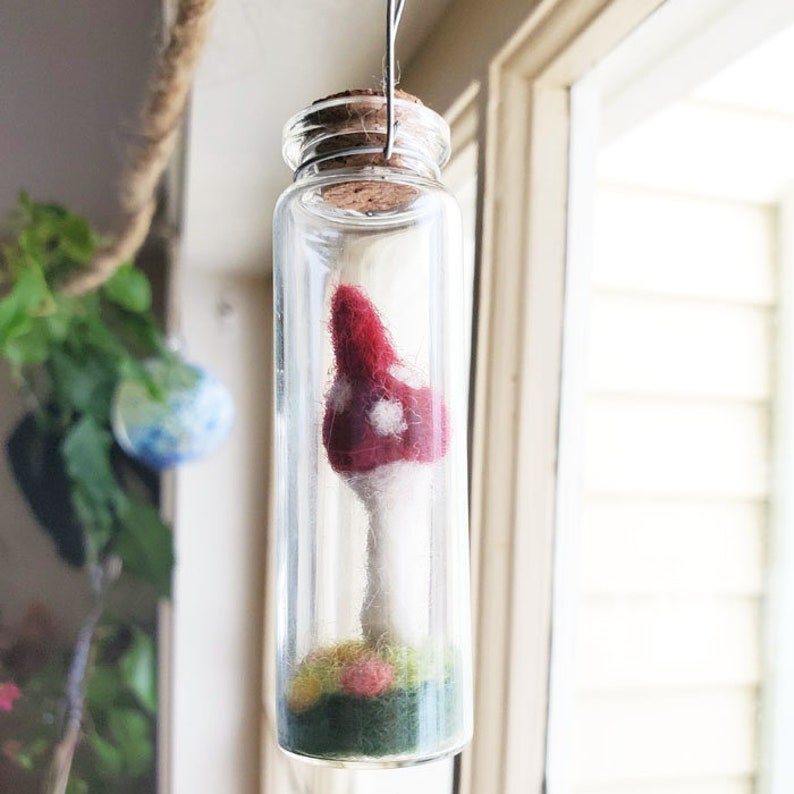 Mushroom in glass jar Mushroom Decor Fairy garden mini mushroom tiny glass jar story jars and ornaments