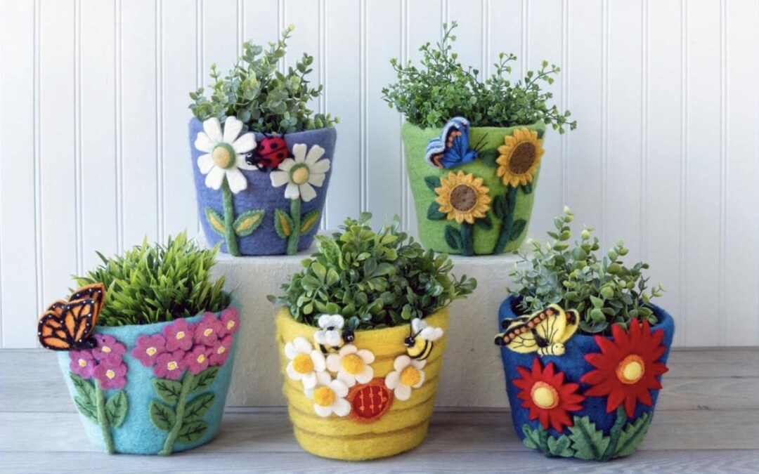 Fun Garden Pollinator Pots/ Felt Bowl/ Nature Nursery Decor / Kids ...