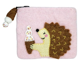 Pouch: Hedge Hog /coin Purse/zippered Pouch/kids Bag/coin Pouch