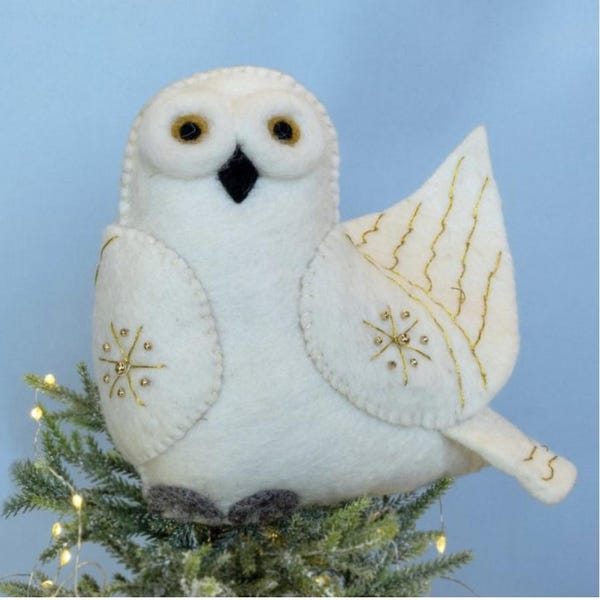 Owl Felt Tree Topper/Fair Trade Felt Tree toppers/Owl Christmas Decoration