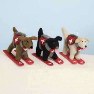 Skiing ornament collection / Fun Felt Kids Ornaments / Fair Trade Christmas Ornaments/ Felt Animals on Skis image 9