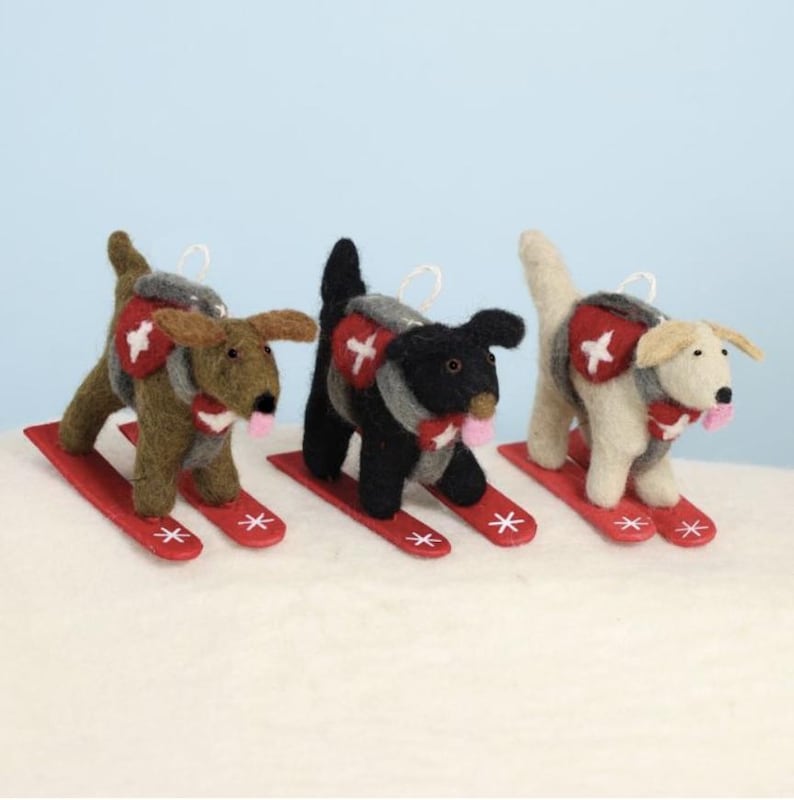 Skiing ornament collection / Fun Felt Kids Ornaments / Fair Trade Christmas Ornaments/ Felt Animals on Skis image 9
