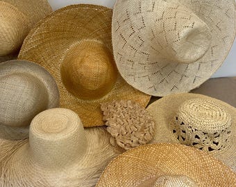 Vintage Straw Capeline Hat Bodies Windowpane for Millinery and Hat Making