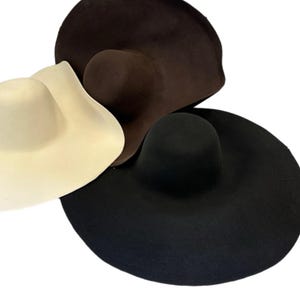 Giant Wool Felt Hat Bodies Millinery Capeline Blanks Set of 3 (250g) Set of 3 (Wh,Bl, Br)