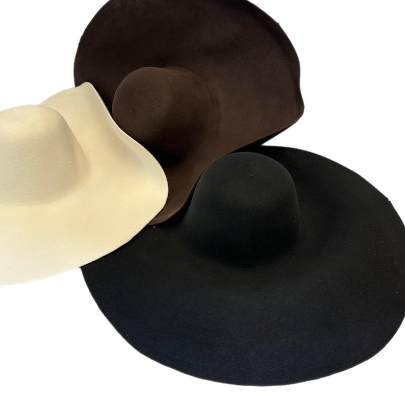 Giant Wool Felt Hat Bodies Millinery Capeline Blanks Set of 3 (250g) Set of 3 (Wh,Bl, Br)