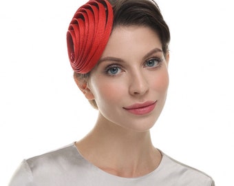 Red Fascinator Hat Tea Party Headwear