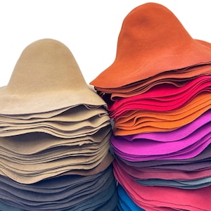 Set of 12 Wool Felt Capeline Hat Bodies Wholesale 120g(4oz)