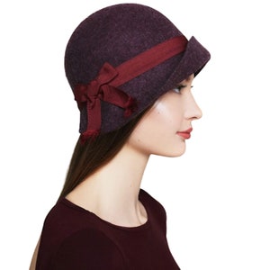 Wool Felt Cloche Hat with Bow