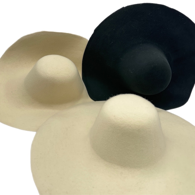 Set of 3 200 g Wool Felt Capeline Hat Bodies for Millinery image 1