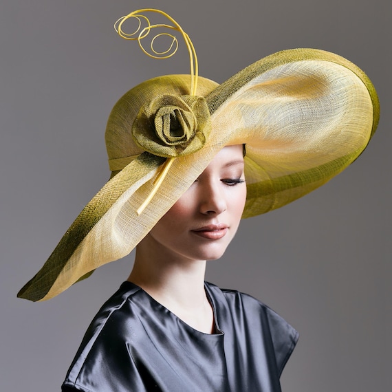 Adorable Wide Brim Hat With Flower Derby Wedding Party 