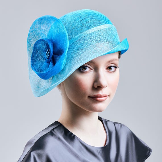 Blue Sinamay Cloche Hat: Handmade Derby Wedding Headwear - Etsy