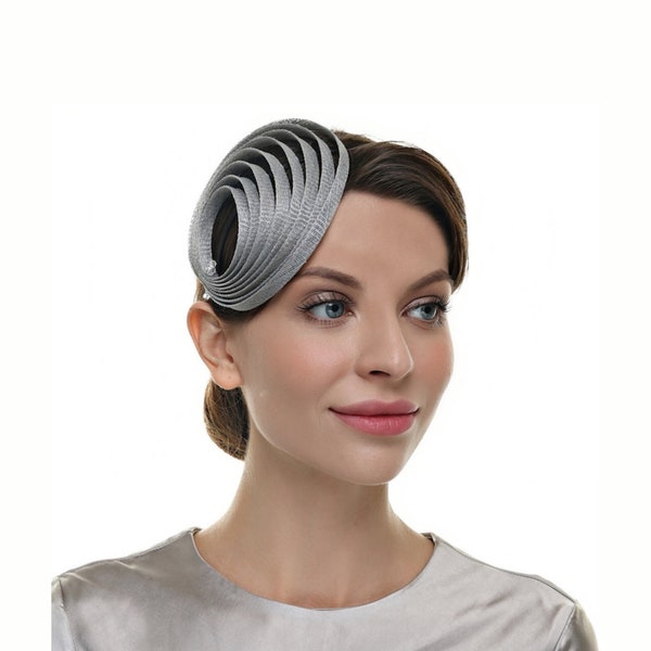 Grauer Frauen Fascinator Cocktail Hochzeit Tea Party Kirche Hut