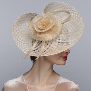 Exquisite Sinamay Fascinator Derby Hat for Women Blue with White Flower image 8