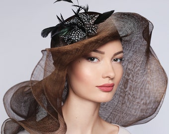 Exquisite Kentucky Derby Hat Double Wide&Floppy brims with Flower