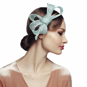 Bow Fascinator for Women Cocktail Wedding Tea Party Church Hat Paradise blue