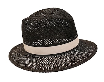 Klassischer Schwarzer Fedora Strohhut
