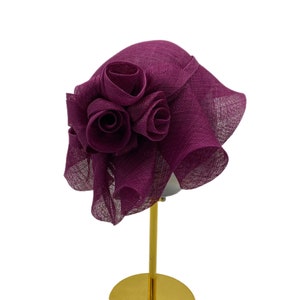 Azalea Cloche with Flowers Derby Wedding Hat Red grape