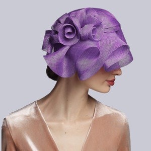 Cloche with Flowers Red Grape Derby Wedding Hat image 3