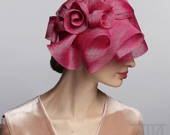 Cloche with Flowers Red Grape Derby Wedding Hat