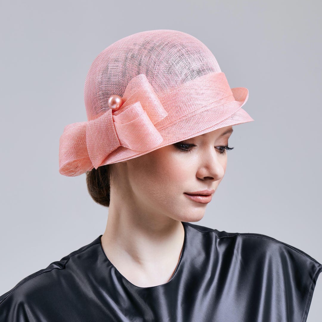 Sinamay Cloche Hat With Bow: Derby Church Headwear - Etsy display picture 3