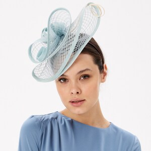 Blue Fascinator Artistic Swirl Design High-Fashion Derby Tea Party Hat