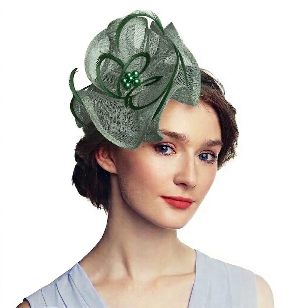 Fascinator Da Donna Con Fiore, Piume E Velo, Clip Per Capelli, Per Matrimoni, Royal Ascot, Cappello Elegante