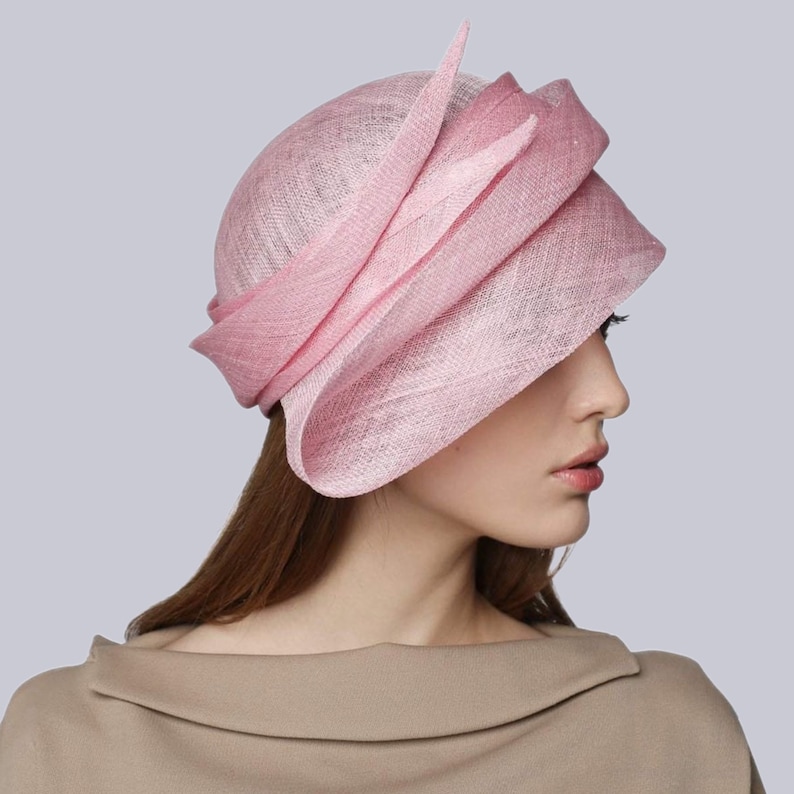 Lovely Cloche Hat of the Modern Shape Derby Church Headwear Pink