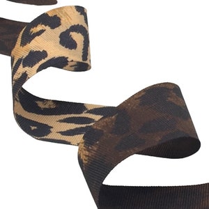 1,58 inch (40mm) Animal Print Millinery Grosgrain Ribbon - 1yard