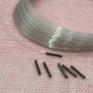 Set of 6m Transparent Hat Brim Wire  1 mm & 6 Connectors for Millinery