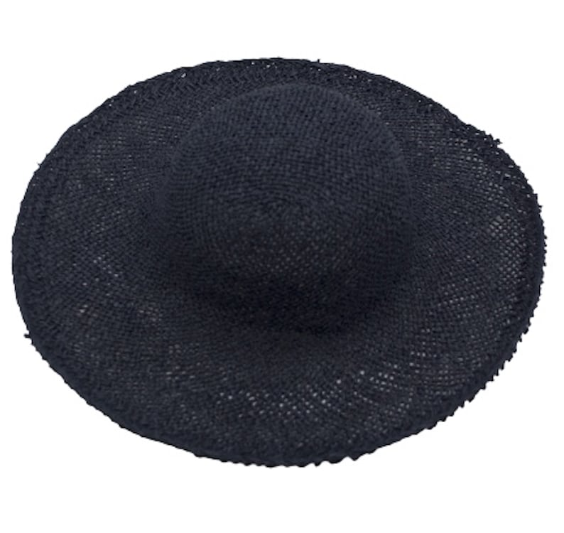 May include: A black woven sun hat with a wide brim.