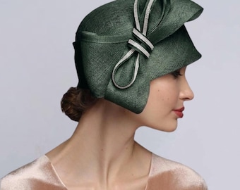 Louise Green Black Burgundy Lace Ribbon Bow Hat Cloche Style 100% Wool USA Louise Green Women main image 4