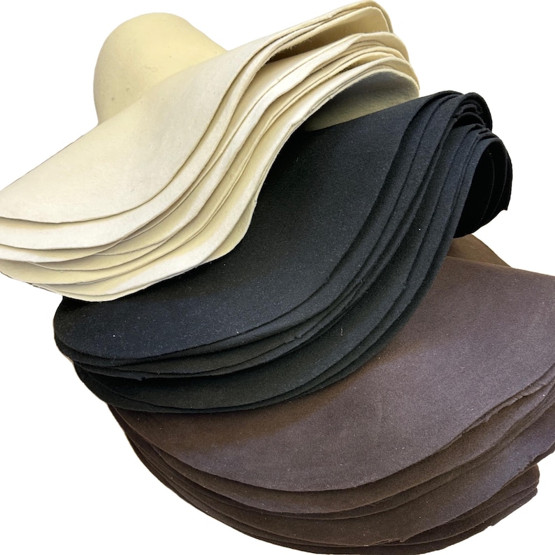 Giant Wool Felt Hat Bodies Millinery Capeline Blanks Set of 3 (250g) image 1