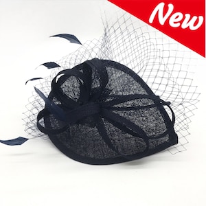 Pretty Small Navy Blue Fascinator with Bow