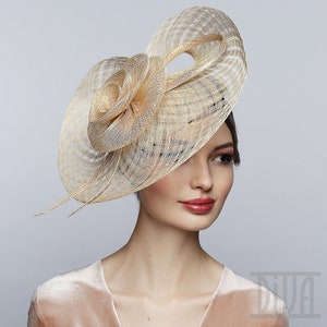Exquisite Sinamay Fascinator Derby Hat for Women Blue with White Flower image 7