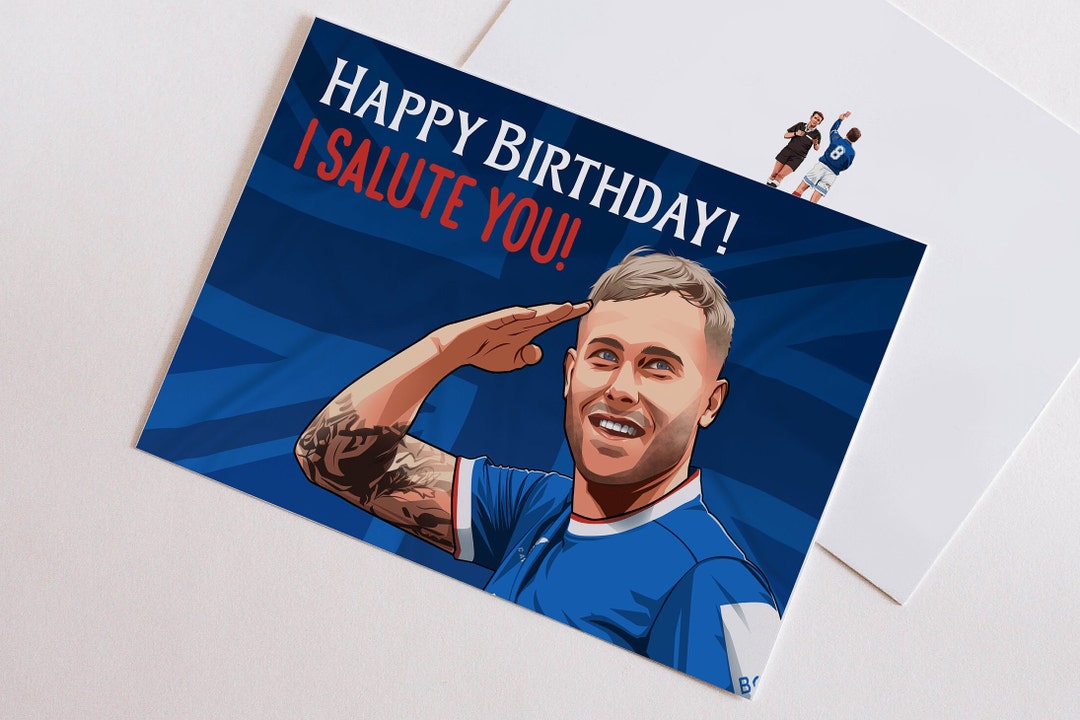 Birthday Cards for Rangers Supporters Scott Arfield Salute Unique ...