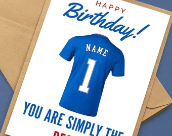 Birthday Cards for Rangers Supporters - Custom Rangers Home Shirt - You're Simply the Best - Personalised