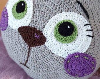 Crochet Cat Pillow, baby gift, kids present, decoration, Crochet pillow, Made To Order