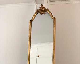 Vintage Deknudt Full Length Crested Mirror Hollywood Regency Belgium
