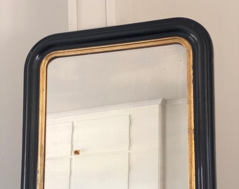 Miroir Louis Philippe ancien de haute qualité en noir et or, France, fin du XIXe siècle