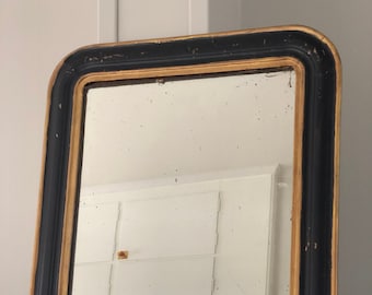 Antique Louis Philippe Mirror In Black and Gold France Late 19th Century