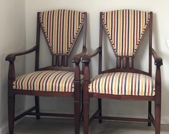 A Pair of 2 Art Deco Amsterdam School ‘t Woonhuys Arm Chairs The Netherlands 1930s