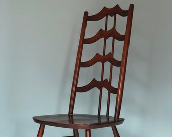 Mid Century Walnut Ladderback Dining Chair Lucian Ercolani for Ercol England