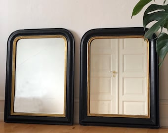 フランスのルイ・フィリップ作、大型アンティークミラー（黒と金、19