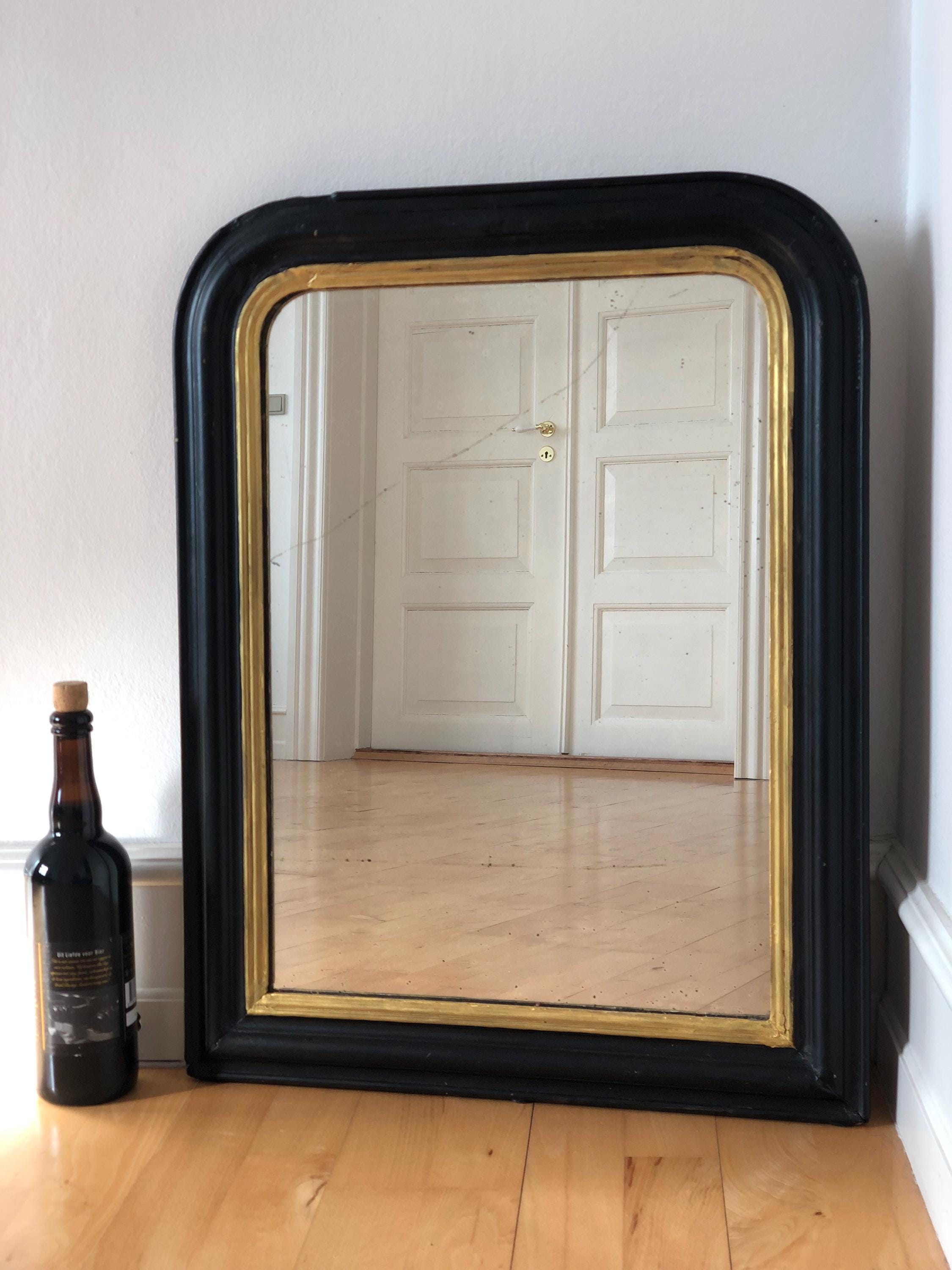 アンティークフランス製ルイ・フィリップミラー（黒と金）19世紀後半