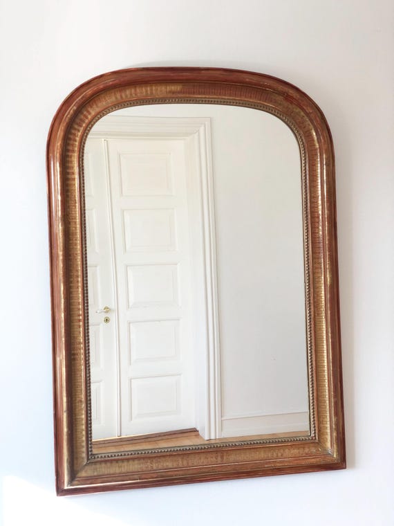 ルイ・フィリップ作 フランス製 金箔貼りの大型アンティークミラー、19