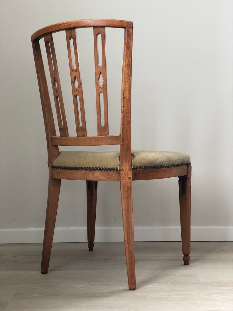 A Pair of Antique Elm Wood Louis XVI Chair 1780 zdjęcie 3