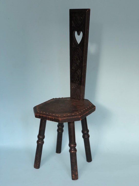 Antique Spinning Chair With Leather Scotland 19th Century Etsy