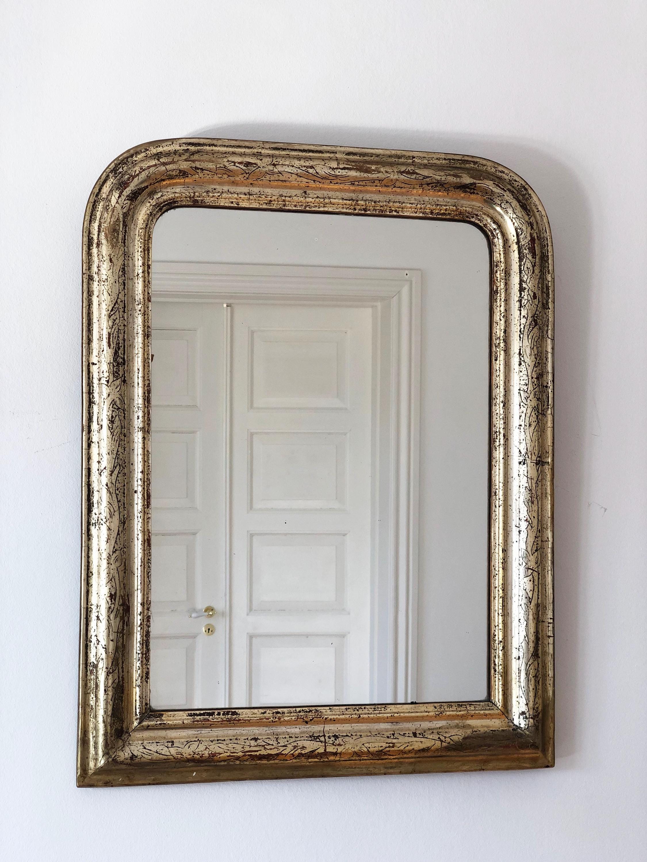 フランスアンティーク　ルイフィリップ　ミラー ルイ・フィリップ作 フランス製 金箔貼りの大型アンティークミラー、19